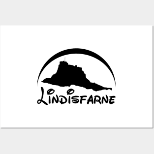 Lindisfarne Castle (Black Logo) Posters and Art